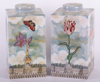 A Pair of John Derian for Tozai Home Ginger Jars
