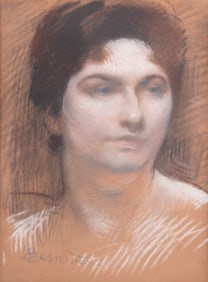 Albert Besnard, French (1849-1934), Bust-Length Portrait of a Woman, pastel