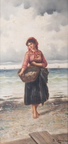 A. Lancier, Austrian School 19th Century, Going Out for Fishing, oil on canvas
