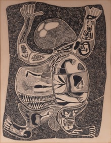 J. Sultan Ali, India (1920-1990), Figure, ink on paper