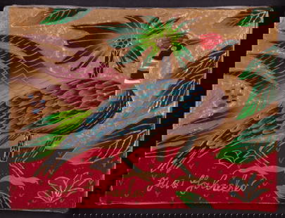 Yuri Gorbachev, New York / Russian Federation (b. 1948), Peacock, mixed media on canvas: Yuri GorbachevNew York / Russian Federation, (b. 1948)Peacockmixed media on canvassigned lower left, and again with a sketch verso, gilt-framed.Provenance: The Estate of Diana Eley, St. Louis, MO6 x