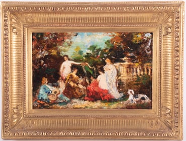 Adolphe Joseph Thomas Monticelli, France (1824-1886), A Musical Garden Party, oil on wood panel