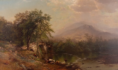 Arthur Parton, (1842-1914), Old Stone Bridge, circa 1885, oil on canvas, lined