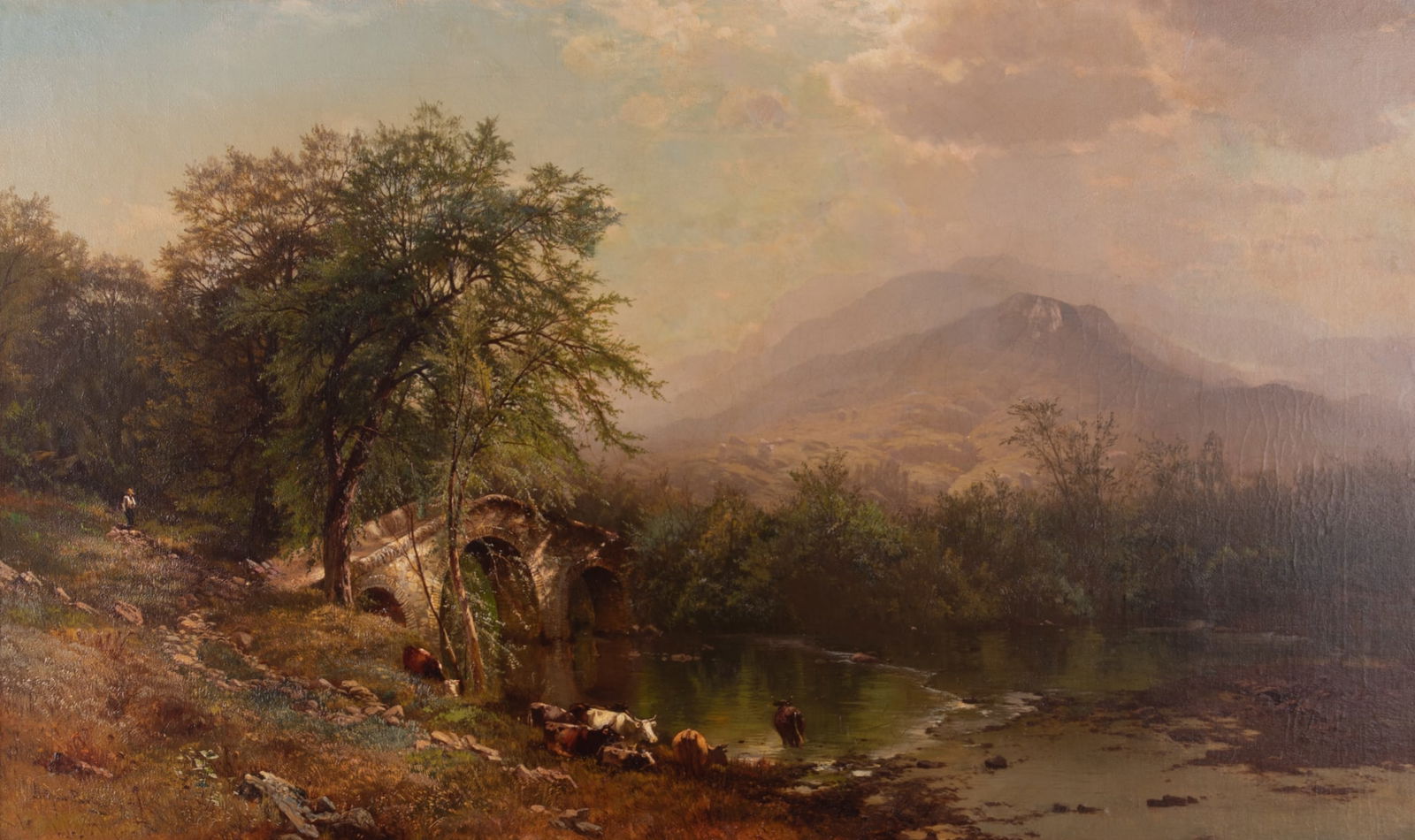 Arthur Parton, (1842-1914), Old Stone Bridge, circa 1885, oil on canvas, lined (1 of 6)