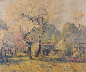 Charles William Dahlgreen, Illinois, Indiana (1864-1955), Farm Landscape, oil on board