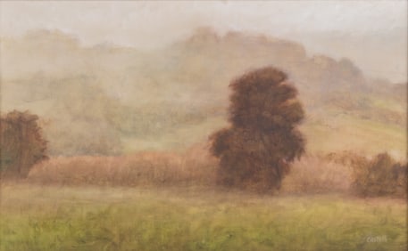 Castelli, American 20th Century, Tonalist Landscape, oil on board