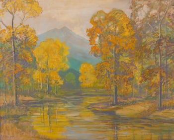 Dave Stirling, Colorado / Iowa (1887-1971), Autumn Afternoon, Estes Park 1946, oil on board