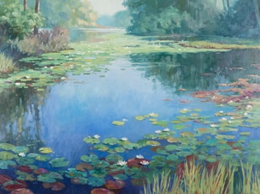 Barrie Van Osdell, South Carolina (b. 1955), Lilypond I, oil on canvas