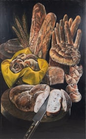 Siegfried Reinhardt, Missouri / Germany (1925-1984), Still Life with Bread, 1976, oil on board