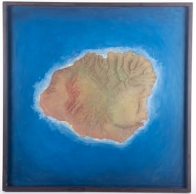 Jeff Aeling, American (1958-2025), Kauai, mixed media topographical map