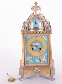French clock with cloisonne panels