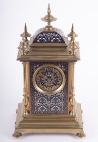 A Fine Antique French Champleve Enamel Mantel Clock