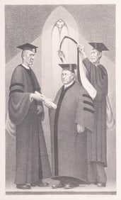 Grant Wood, Iowa (1891-1942), Honorary Degree, 1938, lithograph on Rives, from an edition of 250