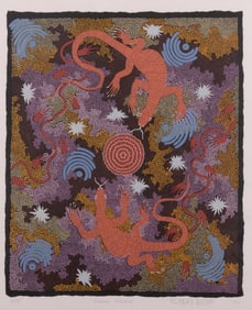 Clifford Tjapaltjarri Possum, Papunya (1932-2002), Goanna Dreaming, 1992, color lithograph, ed.