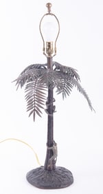 Maitland Smith Bronze Palm Tree and Monkey Lamp