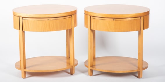 Pair Of Charles Pfister For Baker Oval Side Tables