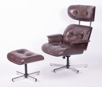 After Eames, Lounge Chair And Matching Ottoman