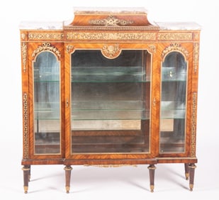 Fine Louis XV Style Bronze Mounted Tulipwood Vitrine Cabinet