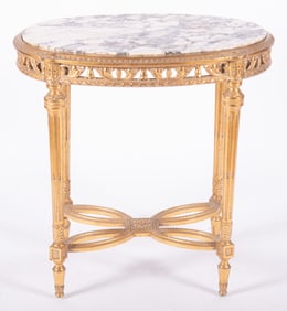 Antique French Louis XVI Gilt Wood Marble top Center Table