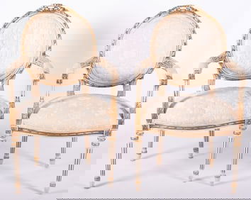 A Pair Of French Louis XVI Style Fauteuils.