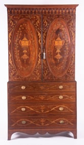 Antique English Two-Member Edwardian Linen Press
