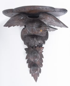 Black Forest Carved Eagle Wall Bracket