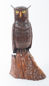 A Black Forest Carved Wooden Owl