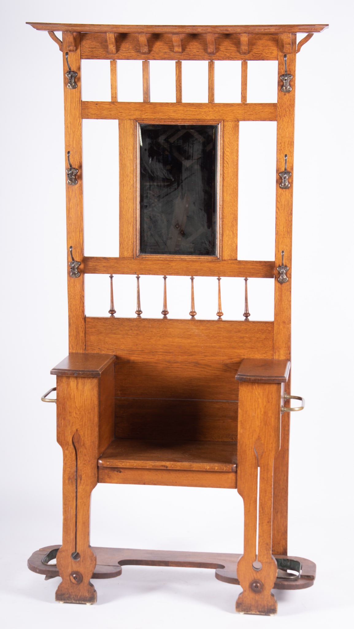 Early Twentieth Century Oak Mission Style Hall Tree (1 of 3)