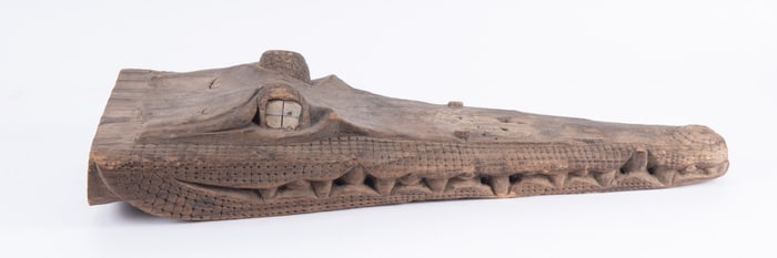 Folk Art Carved Wooden Alligator Head