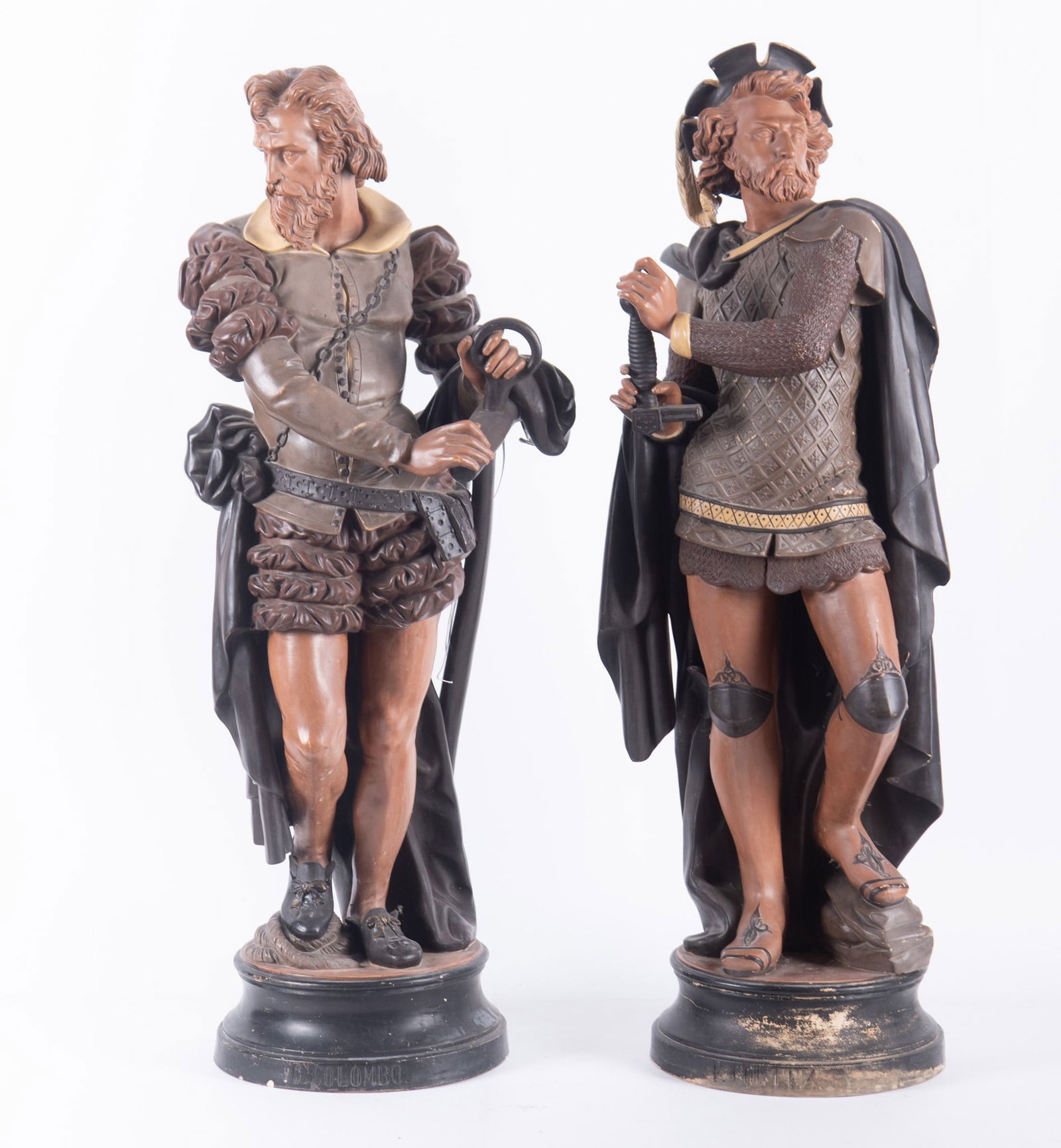 Two Large Antique Plaster Figures, Columbus and Cortez (1 of 7)