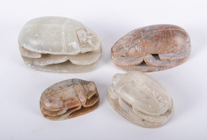 Four Egyptian Carved Stone Scarab Figures