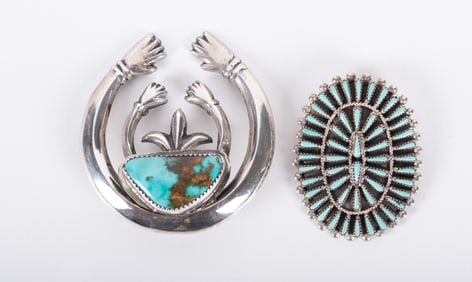 Two Vintage Native American Turquoise Pendants