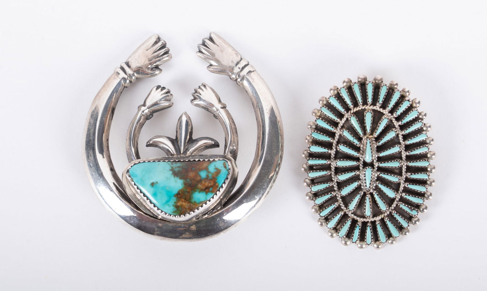 Two Vintage Native American Turquoise Pendants