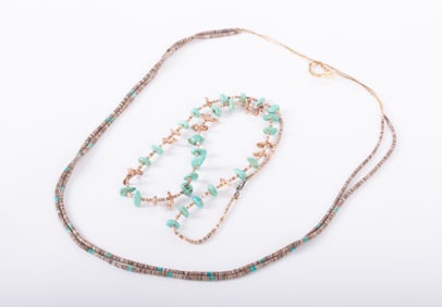 Native American Fetish Necklace along with a Heishi Bead Strand
