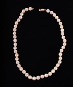 Cultured Pearl Choker Necklace with 14K Clasp