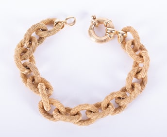 14K Yellow Gold Mesh Link Bracelet-Italy