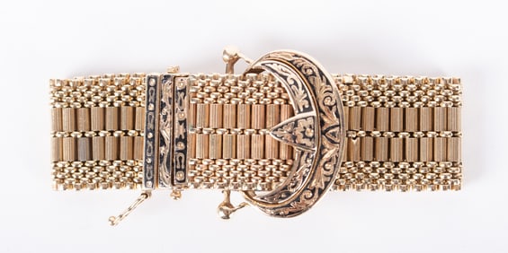 Stunning Antique 14K Yellow Gold Buckle Bracelet Watch
