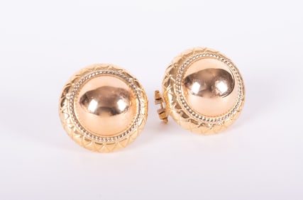 18k Yellow Gold Domed Earrings