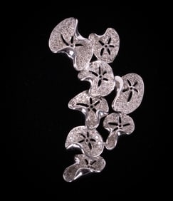 Vintage 14K White Gold Diamond Free Form Pendant