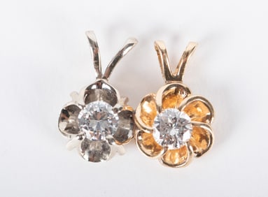14K Yellow & White Gold Floral Pendant with Diamonds