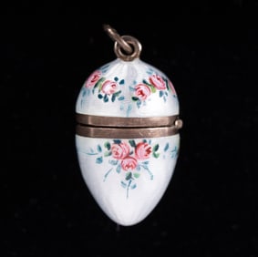 Sterling French Enamel Egg Pendant