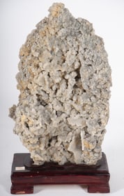 Large Quartz and Pyrite Specimen on Stand