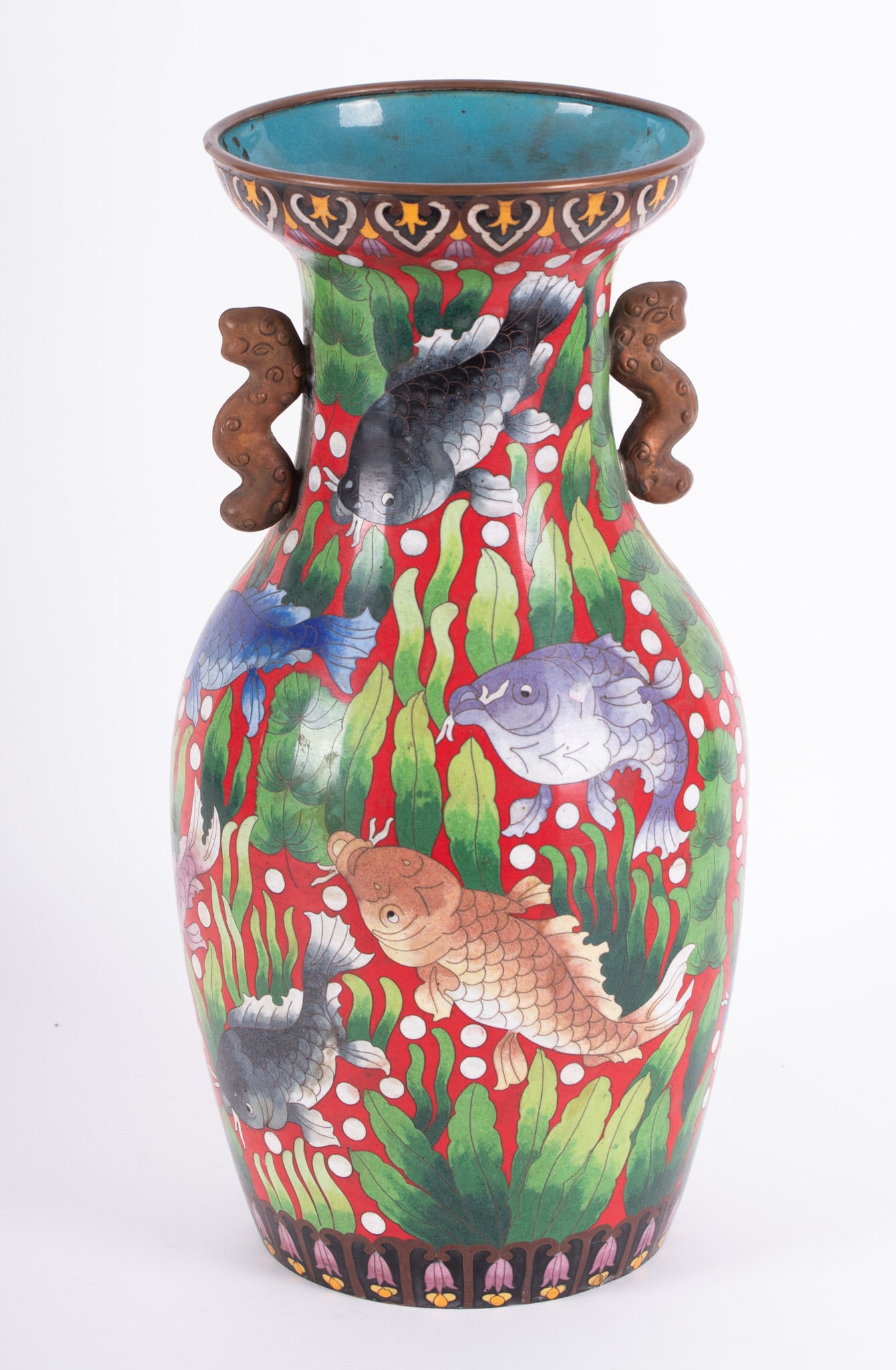 A Large Baluster Form Chinese Cloisonne Vase