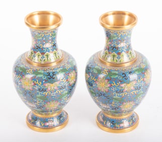 Pair of Chinese Cloisonne Vases