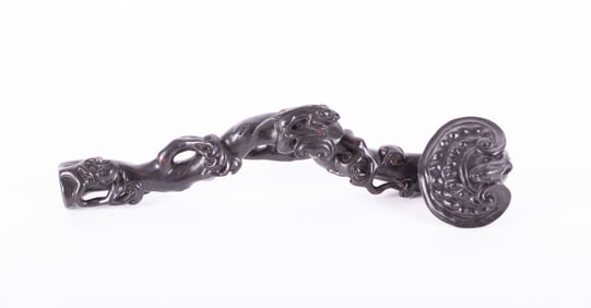 Chinese Carved Wood Ruyi Scepter