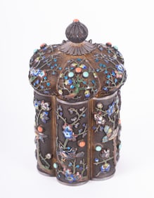 An Antique Chinese Enamel and Filigree Silver Box