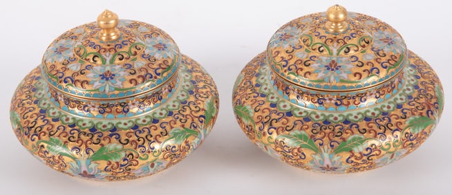 Two Chinese Cloisonne Lidded Jars