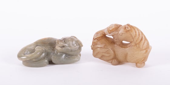 Two Chinese Carved Jade Figurines