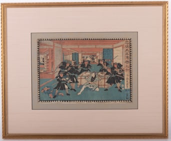 Toyohara Kunichika, Japanese (1835-1900), Twelve Ukiyo-e - Scenes from a No Theater Performance,