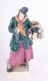 A Rare English Charles Vyse Pottery Figure, The Ribbon Peddler, 1926